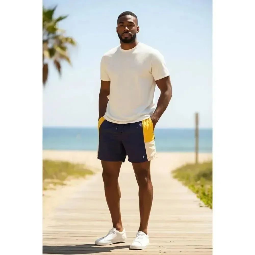Nautica Blue White & Yellow Swim Wear Trunks Shorts on Sale 5 for 35 - Picture 4 of 9